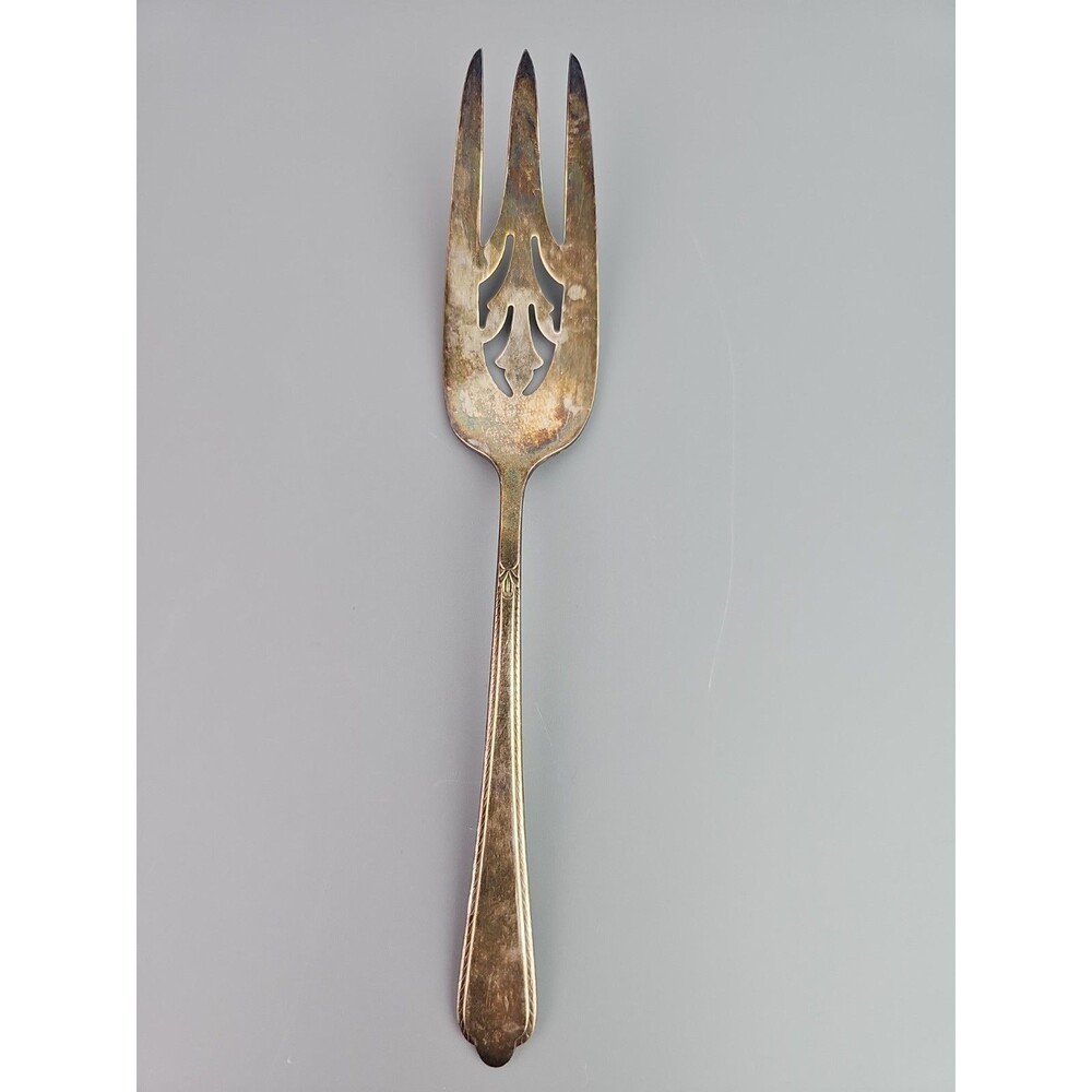 Vintage Holmes & Edwards Silver Plate Serving Fork 8.50 in Pierced Design